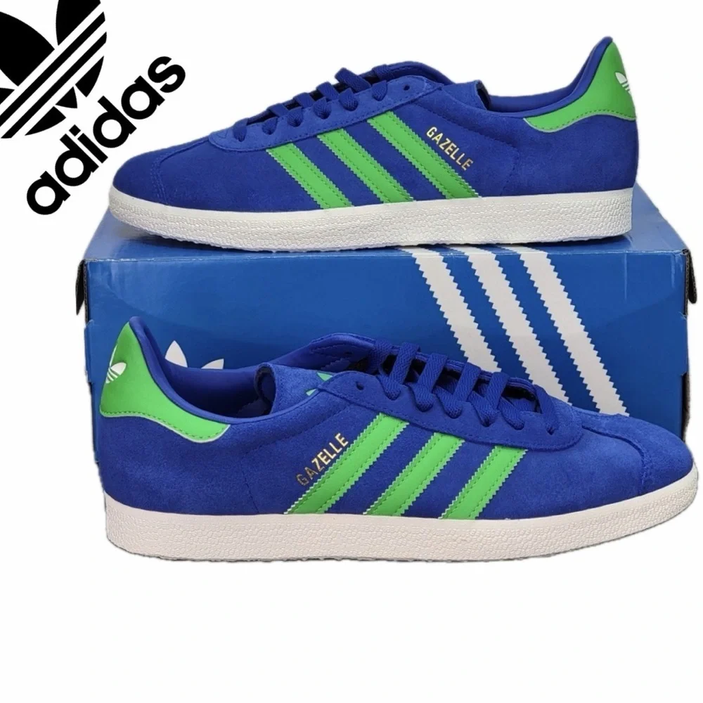 Adidas Gazelle‎ Sneakers Suede Royal Blue/Green Sz 9.5 Men woman Sz 11 Retro